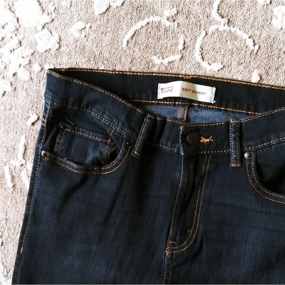 Levis‎ 510 Skinny Jeans Mens 29x29 Dark Indigo Blue Denim 5510-02W